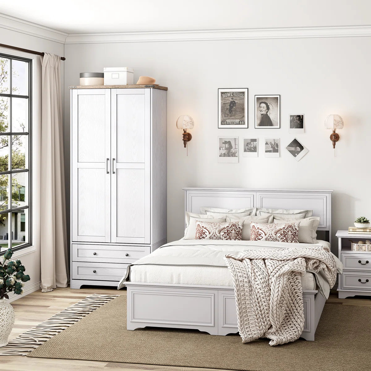 Classic American Country Vintage Solid Wood Armoire