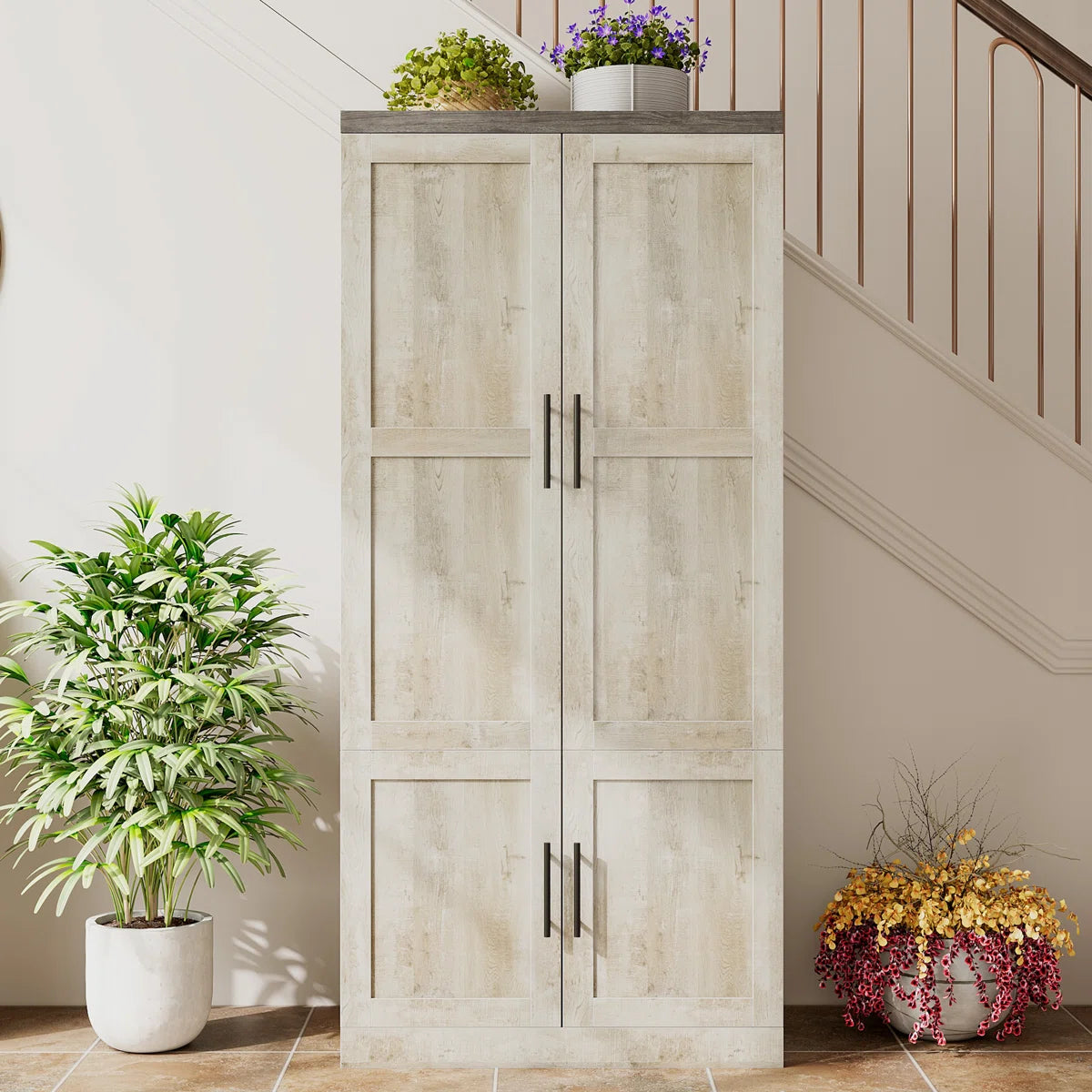 Sturdy 2-Door Wardrobe Closet with Hanging Rod and Spacious Interior-OUCH CART | Wardrobe 