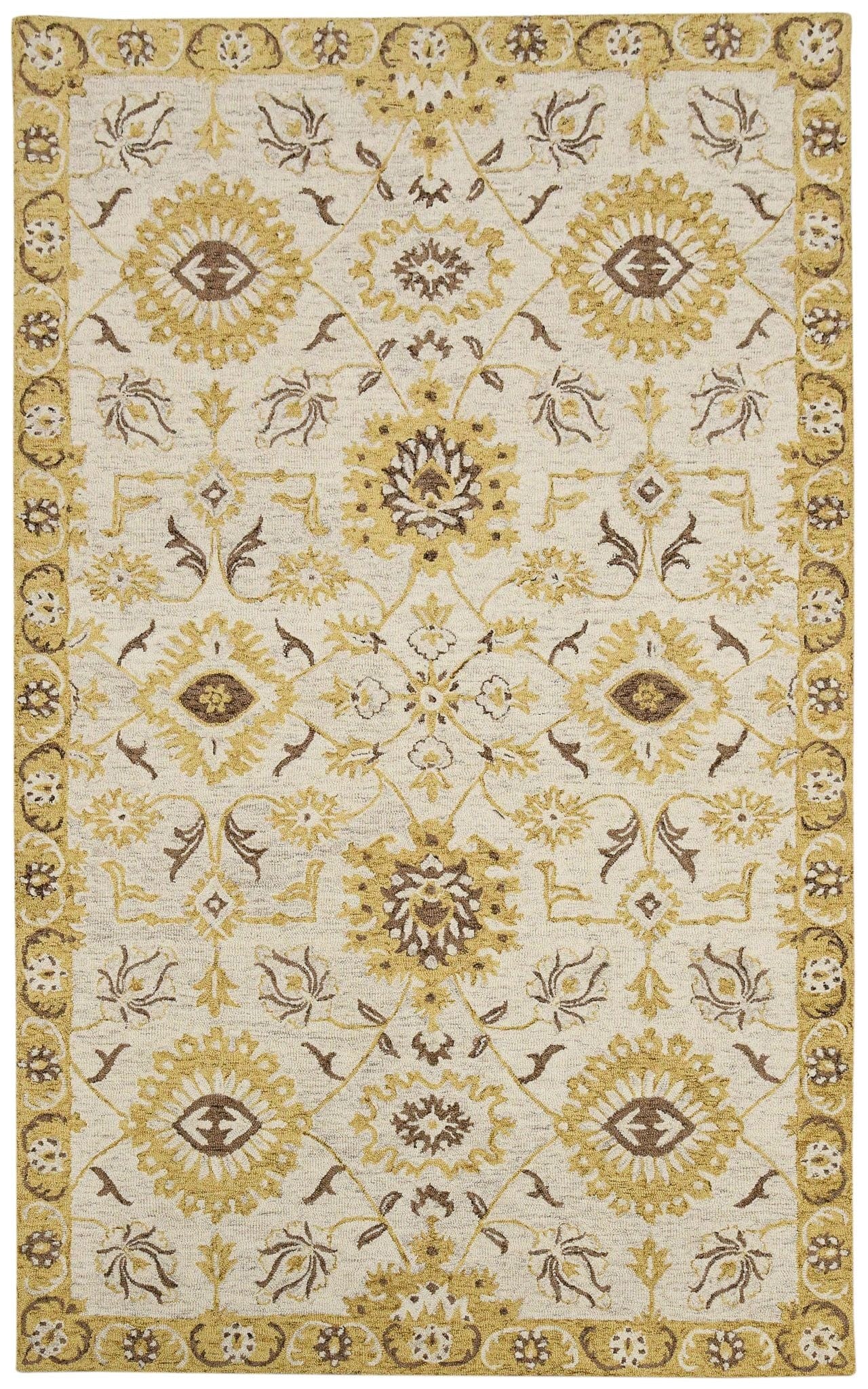 Gold Wool Romania 8X10 Feet  Hand-Tufted Carpet - Rug