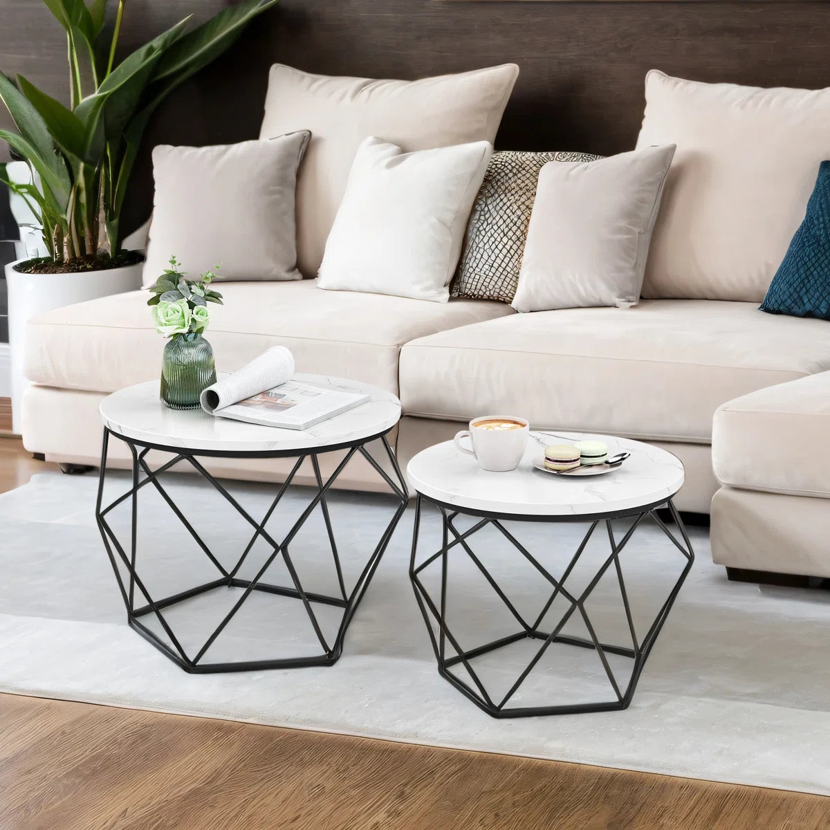 Keema Frame 2 Piece Bunching Coffee Table Sets