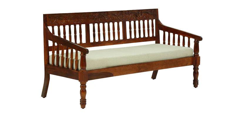 Sheesham Wood 3 Seater Sofa In Honey Oak Finish - Ouch Cart 