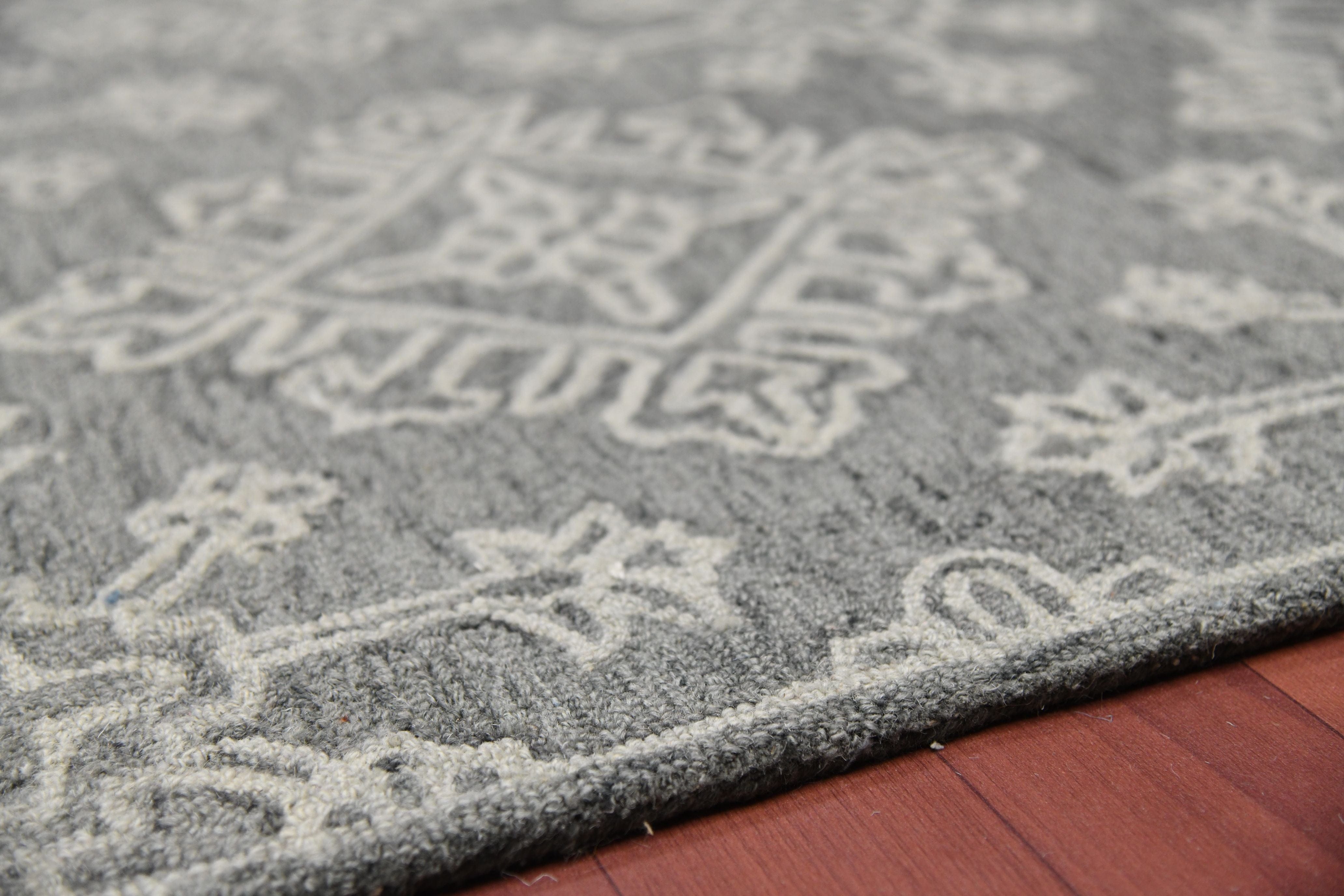 Graphite Wool Boston 4x6 Feet  Hand-Tufted Carpet - Rug