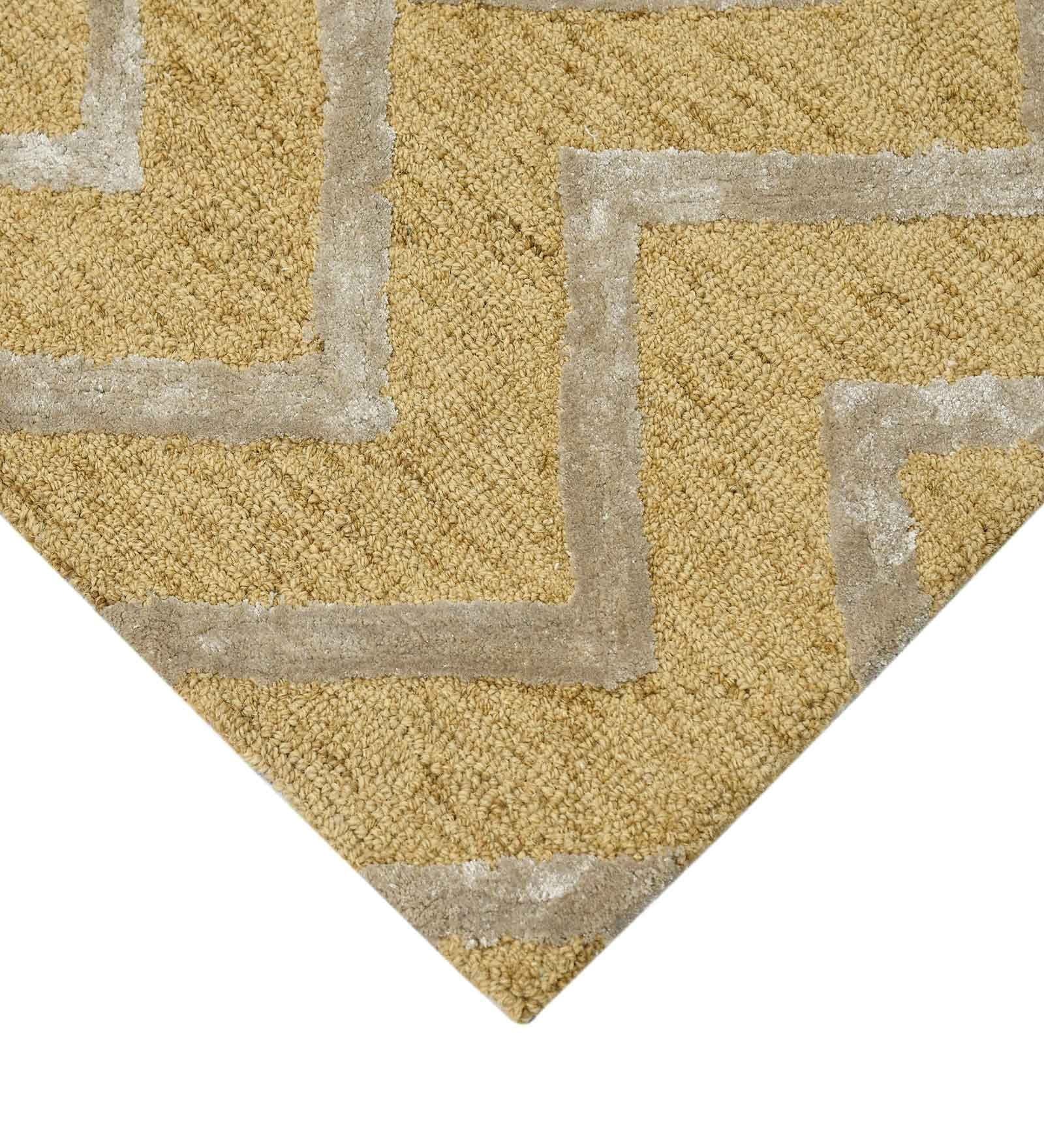 GOLD Wool & Viscose Canyan 8x10 Feet  Hand-Tufted Carpet - Rug