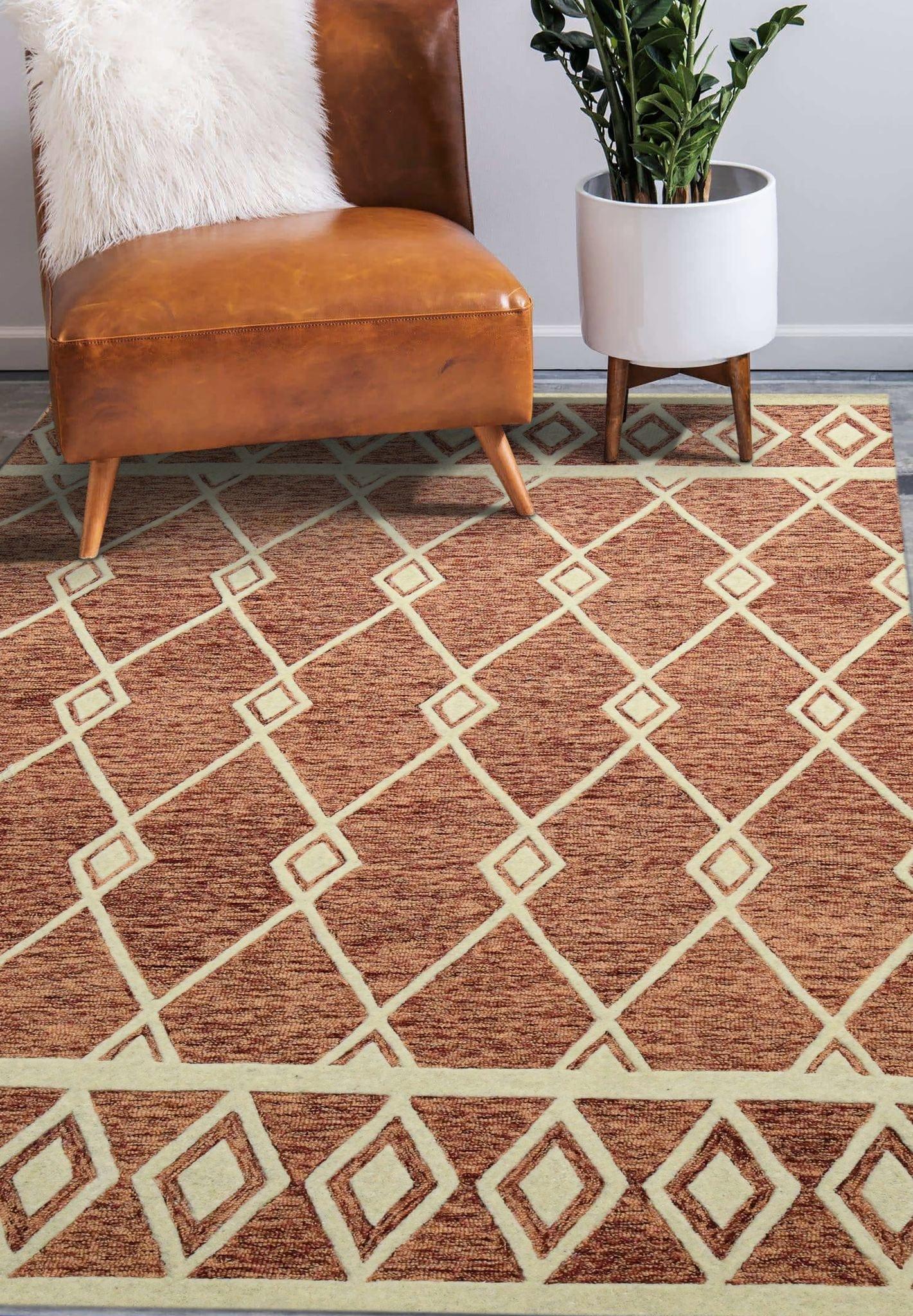 Rust Wool Vista 5x8 Feet Hand-Tufted Carpet - Rug