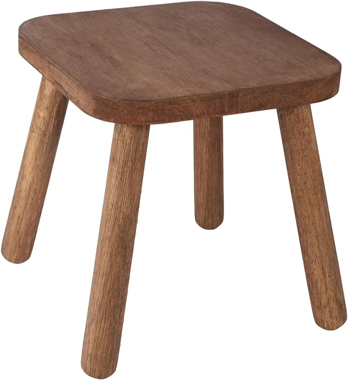 Solid Wood Stool for Kids 11.7'' Sturdy Sitting Stool Wooden Step Stool for Adults Wood Plant Stand Small Foot Stool with Four Detachable and Assembled Legs