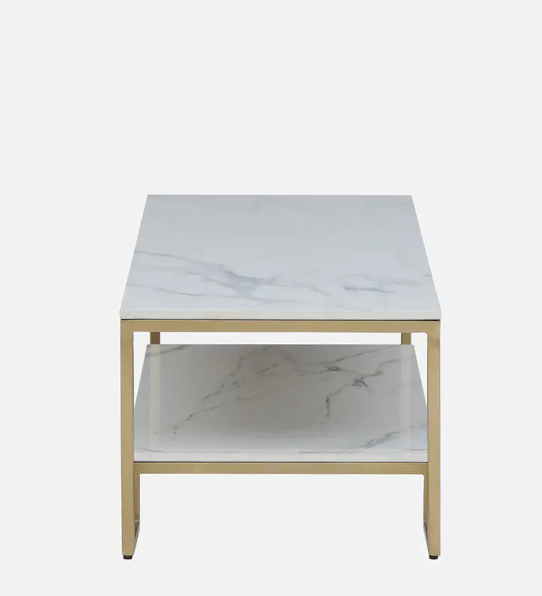 Metal Coffee Table In Brass Finish With Porcelain Top