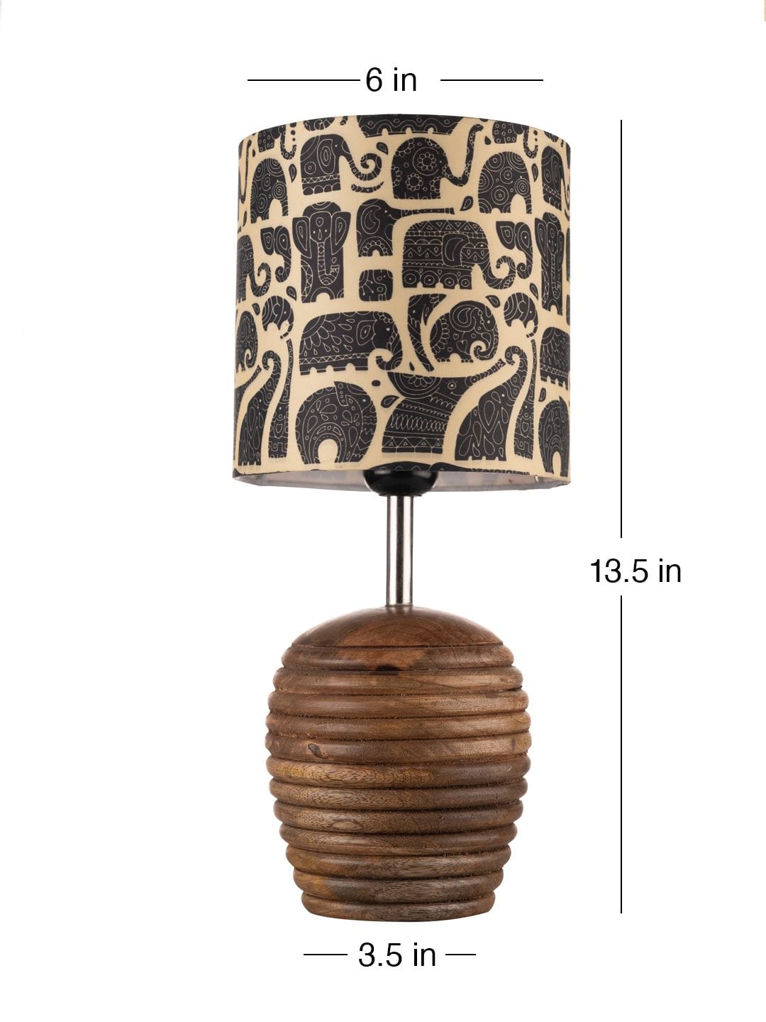 Stripped Brown Lamp with Black Elephant multicolor shade