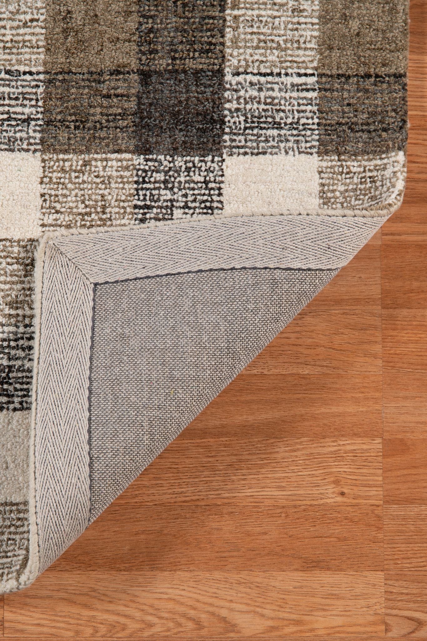Khaki Wool Tartan 8X10 Feet Hand-Tufted Carpet - Rug