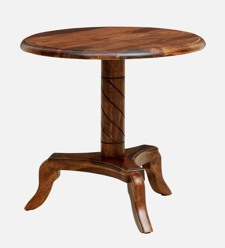 Sheesham Wood Round Coffee Table in Scratch Resistant Rustic Teak Finish