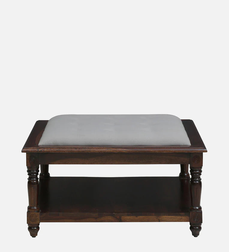 Sheesham Wood Coffee Table In Provincial Teak With Upholstered Top
