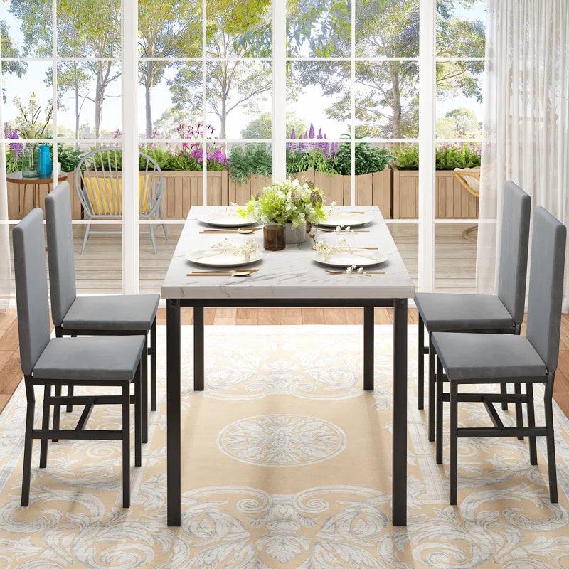 Piece Dining Set with Velvet Upholstered Dining Chairs - Ouch Cart 