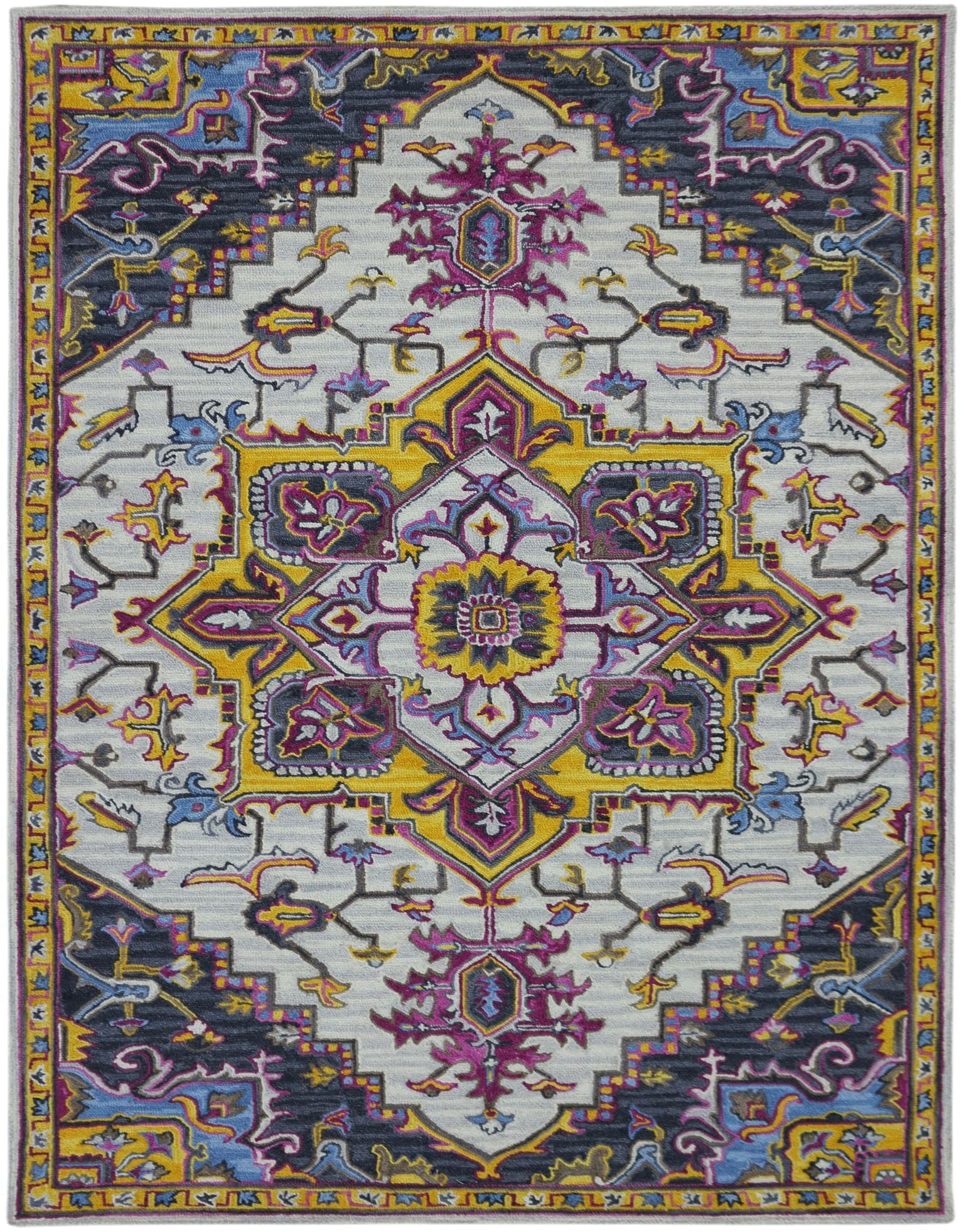 Ivory Wool Boho 5x8 Feet  Hand-Tufted Carpet - Rug