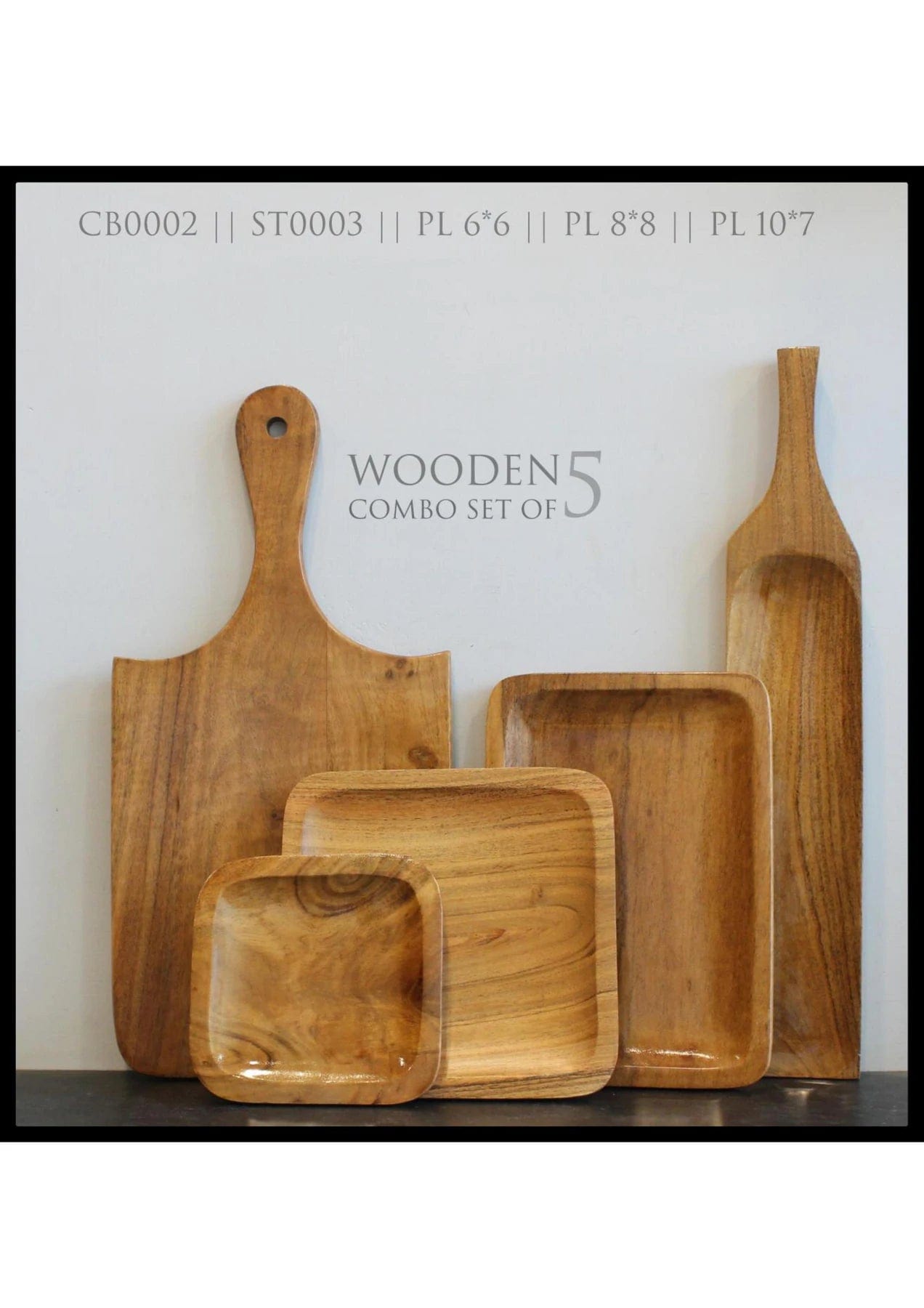 WOODEN PLATTERS COMBO SET WITH CHOPPING BOARDS II ACACIA WOOD