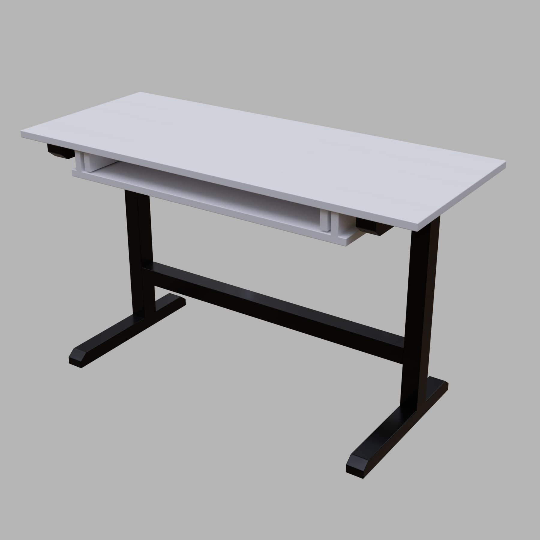 Zinnia Study Table with Keyboard Tray in White Color