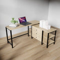Kerry L Shaped Executive Desk with Drawers & Open Storage Shelves in Wenge finish