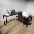 Kerry Executive Desk with Drawers & Open Storage shelves in brown finish