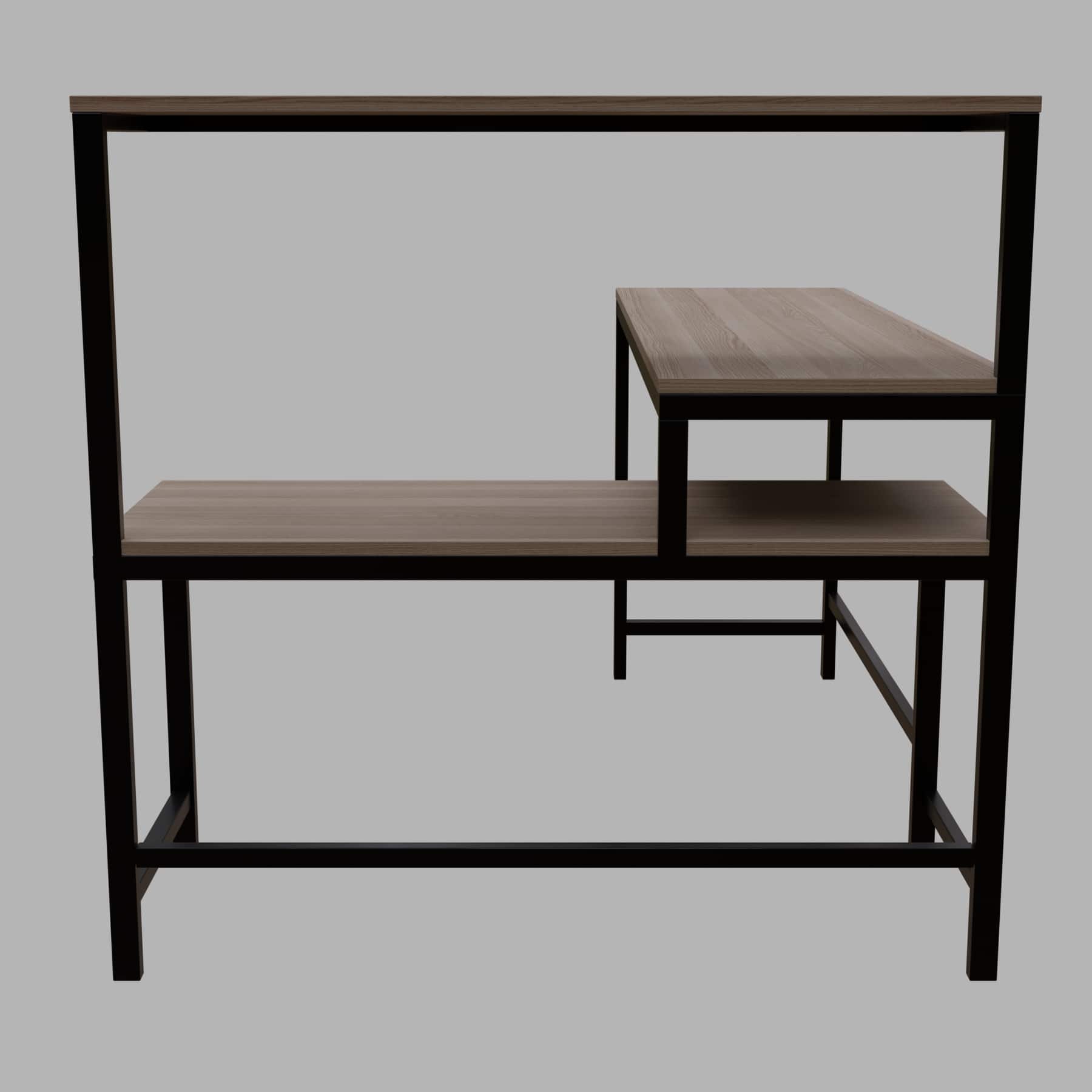 Mitsuko L Shaped Study Table with storage Design in Wenge Color