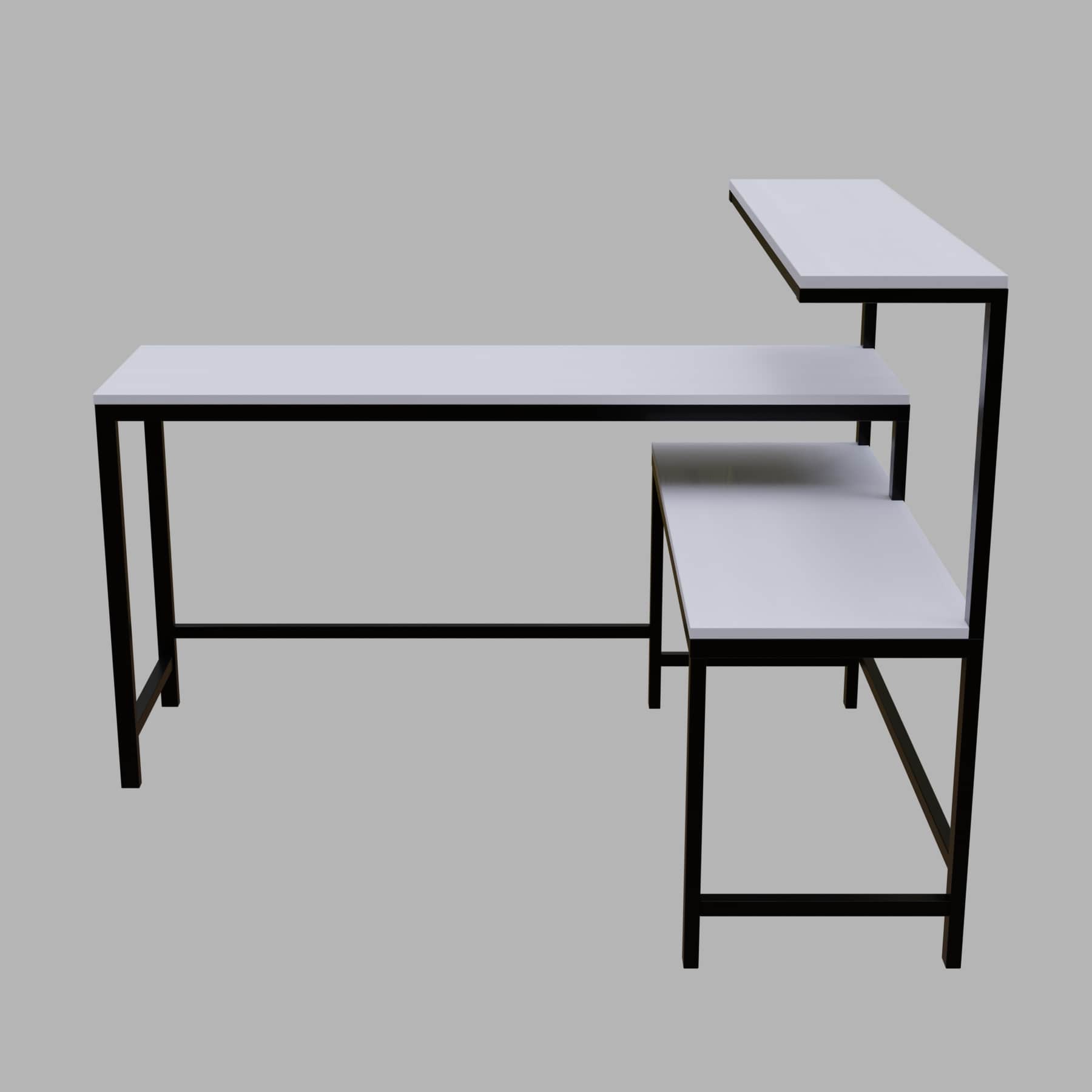 Mitsuko L Shaped Study Table with storage Design in White Color