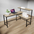 Mitsuko L Shaped Study Table with storage Design in Wenge Color