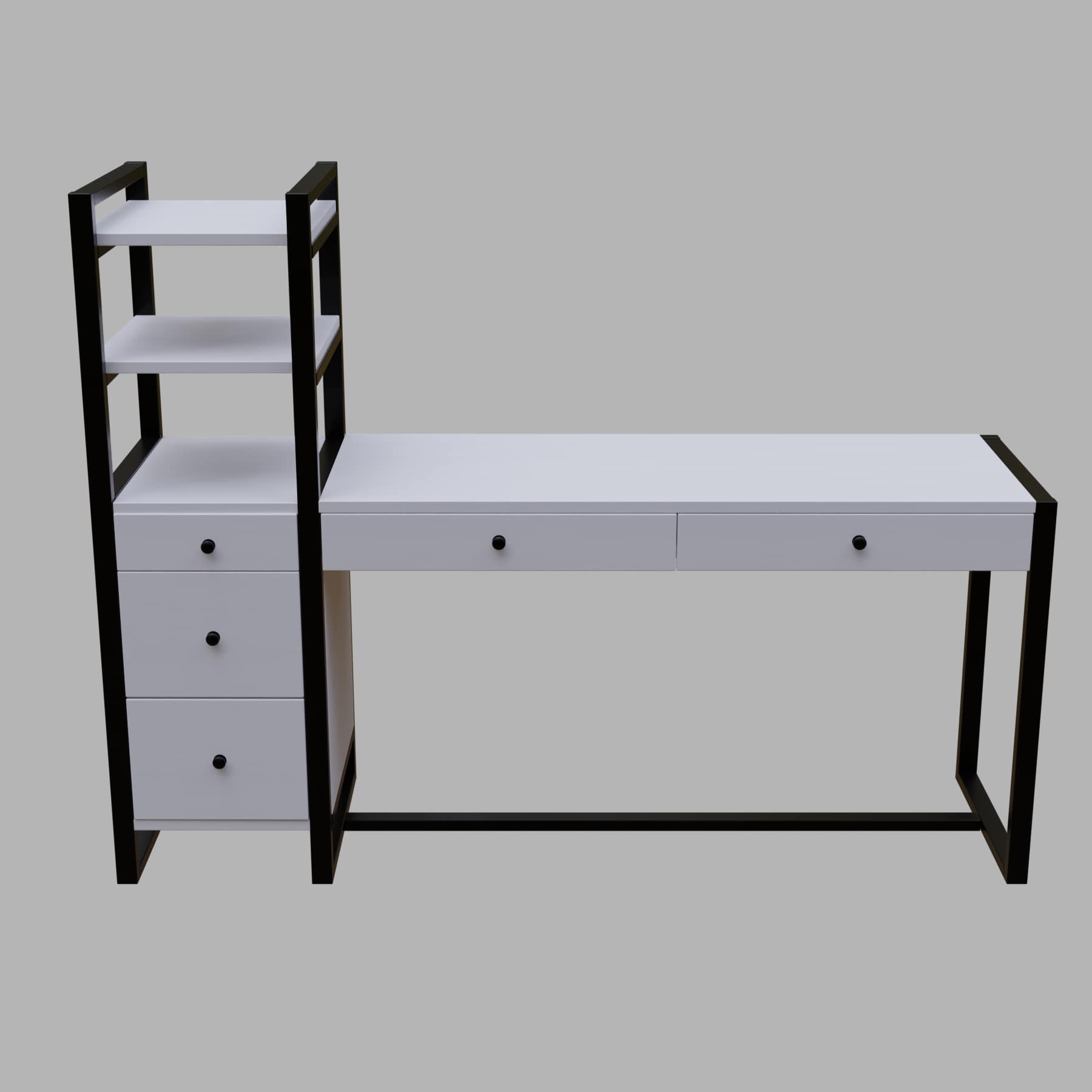 Rubi Study Table with drawers & storage shelves in white finish