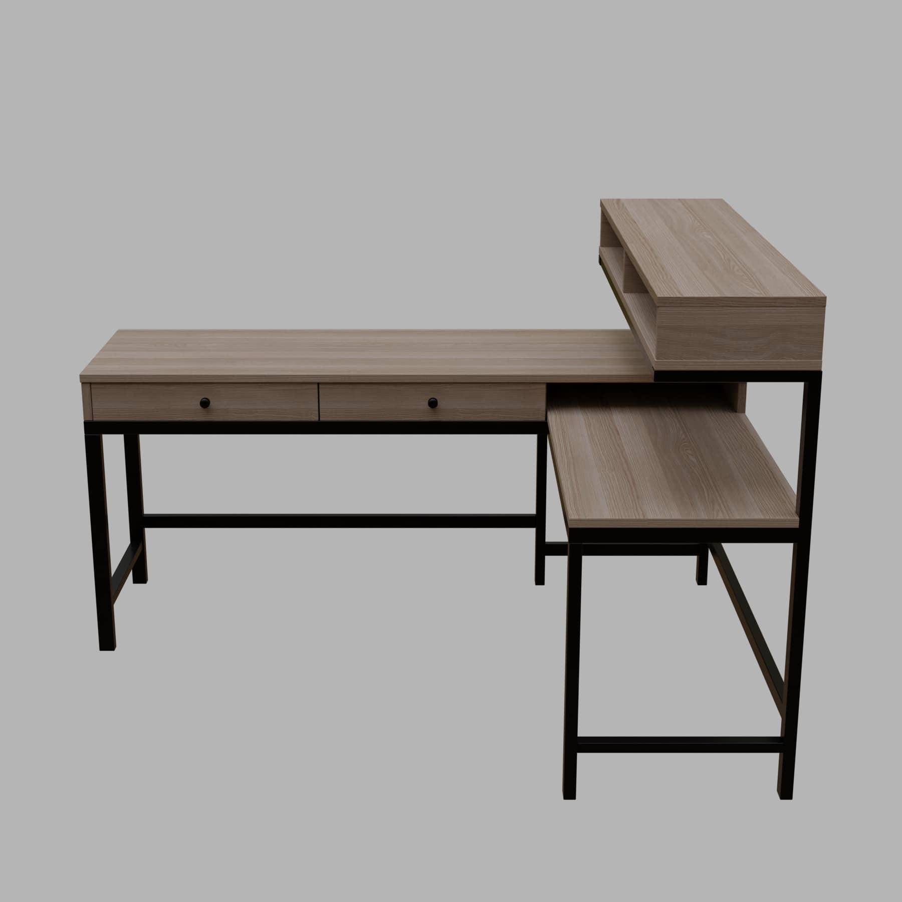 Wesley L Shaped Executive Desk with Storage Design in Wenge Color - Ouch Cart 