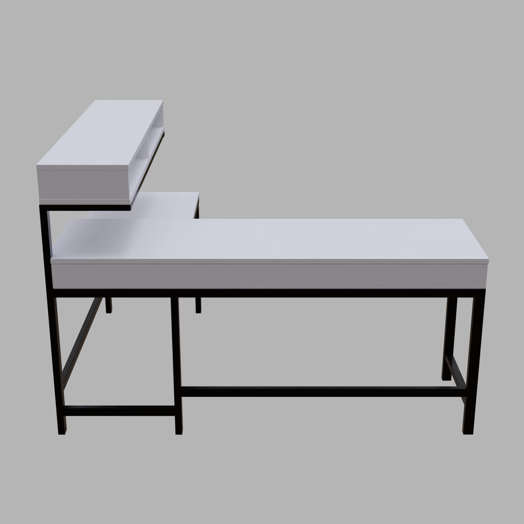 Wesley L Shaped Executive Desk with Storage Design in White Color