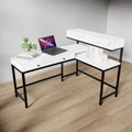 Wesley L Shaped Executive Desk with Storage Design in White Color
