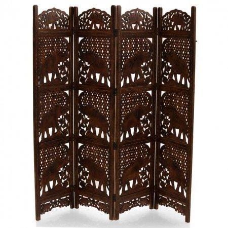 Wooden handicrafts partition for Living Room - Wooden handicrafts Screen Wooden Room Separator Consists of 4 Panels to be Placed in Zig-Zag Position