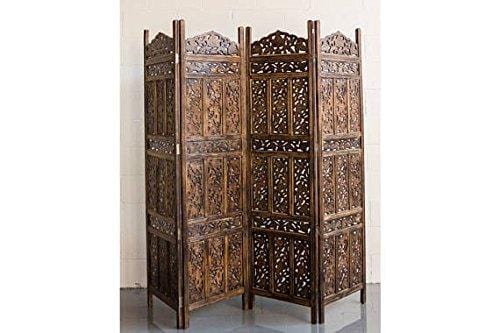 Wooden Partitions - Wood Room Divider Partition for Living Room 4 Panels - Wood Partition Room Separators Screen Panel for Home & Kitchen & Office