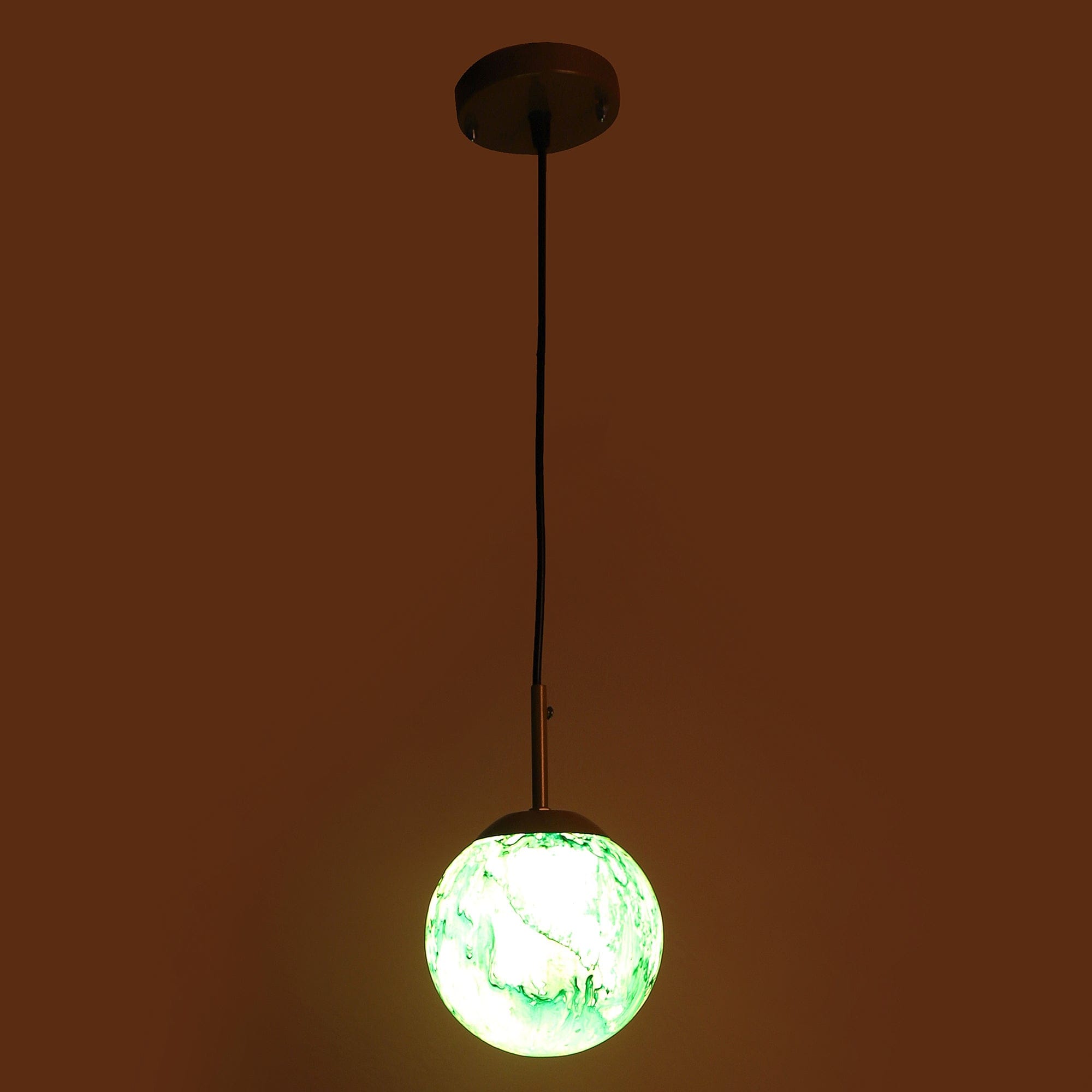 Iron Hanging Lights  Green and Gold Finish