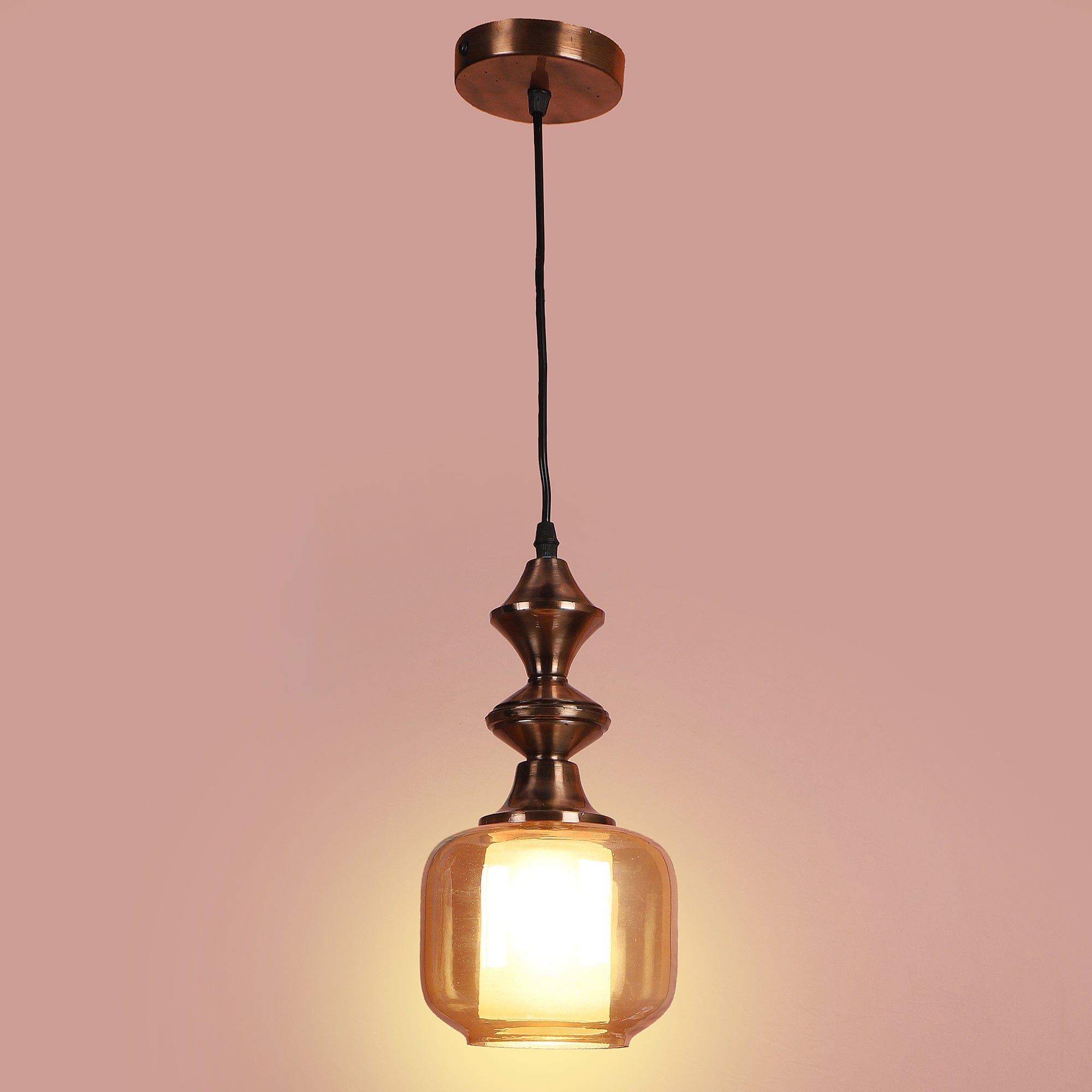 Iron Glass Hanging Lights Copper and Gold Finish