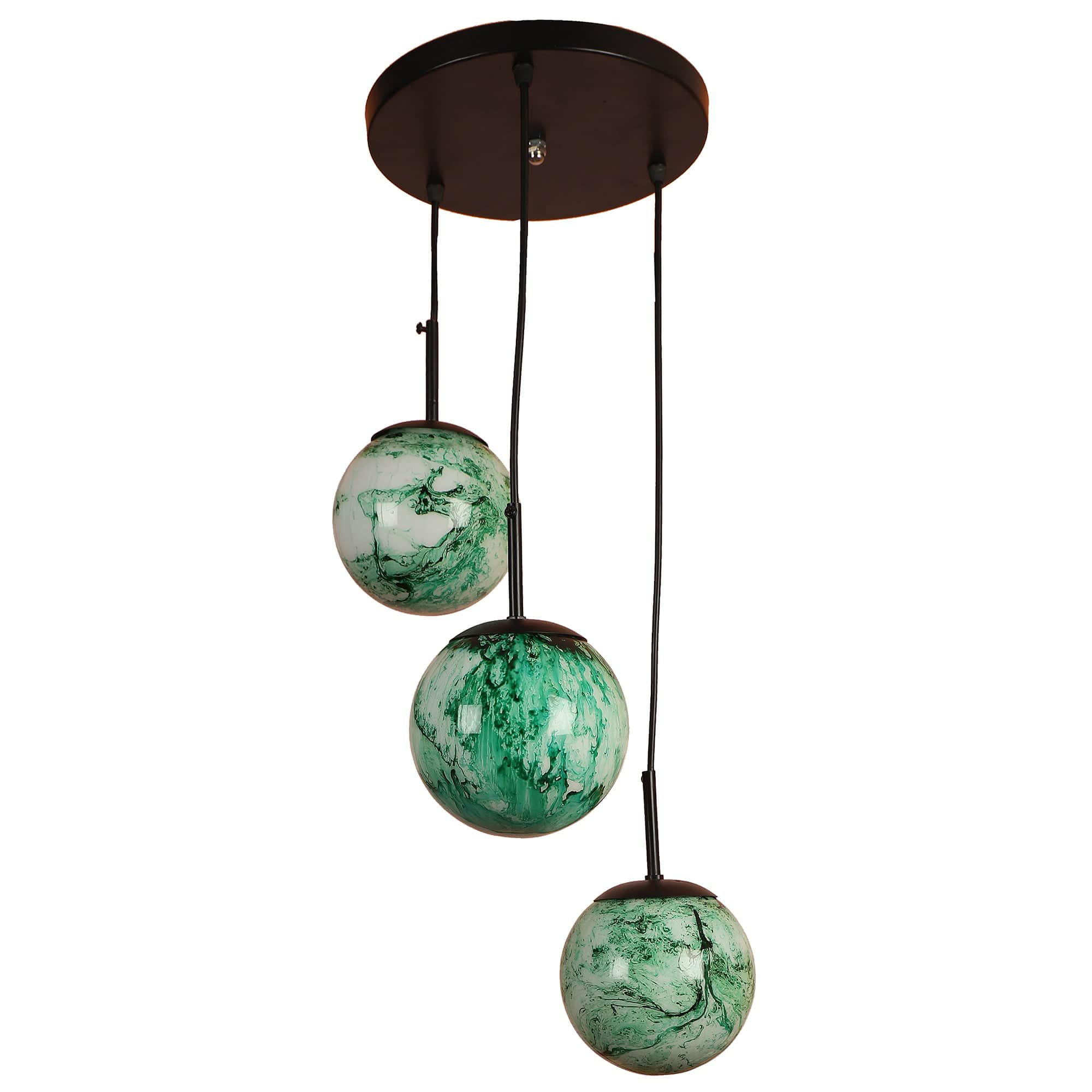 Black And Green 3 Iron Cluster Hanging Light