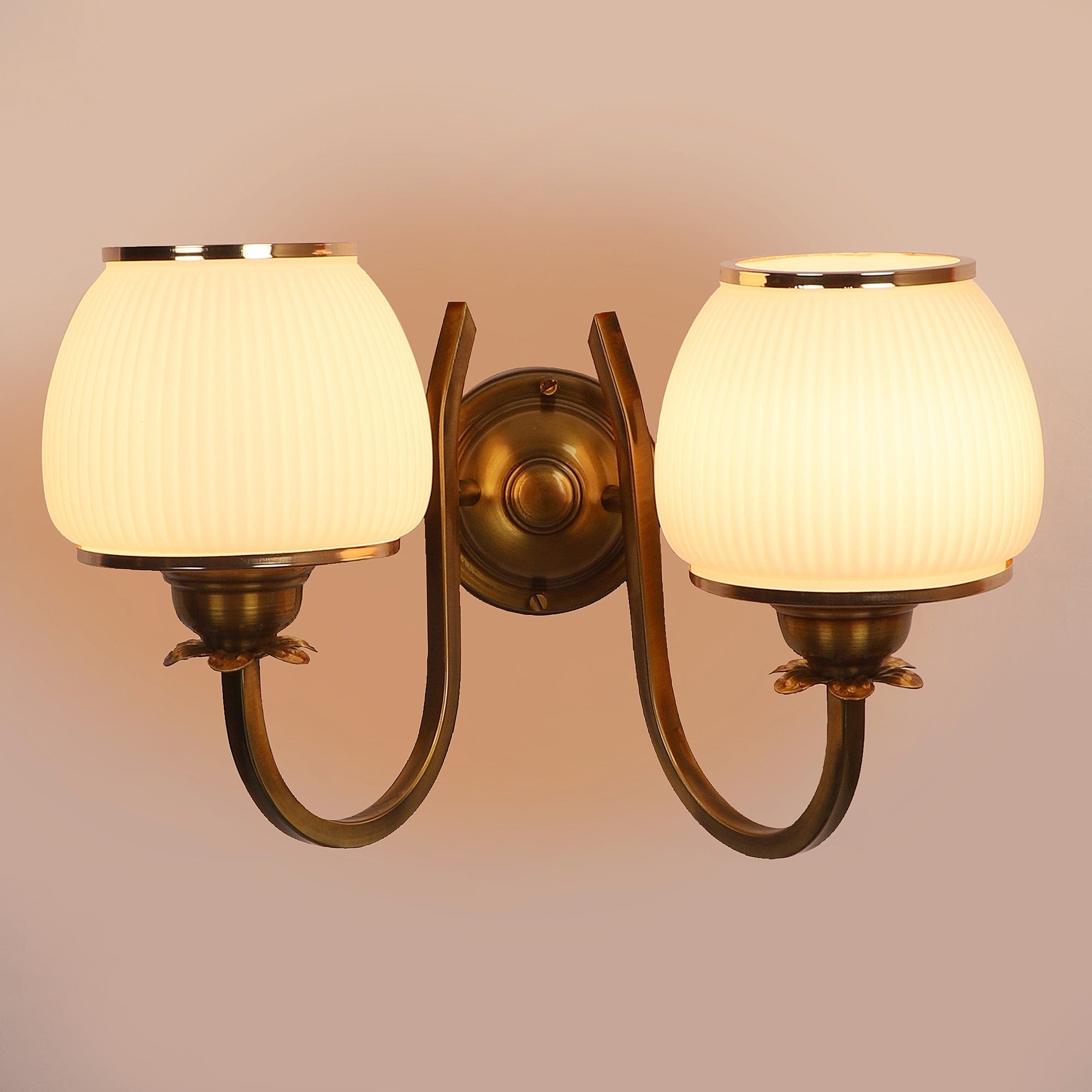 Gold And White Iron 2 Wall Lights