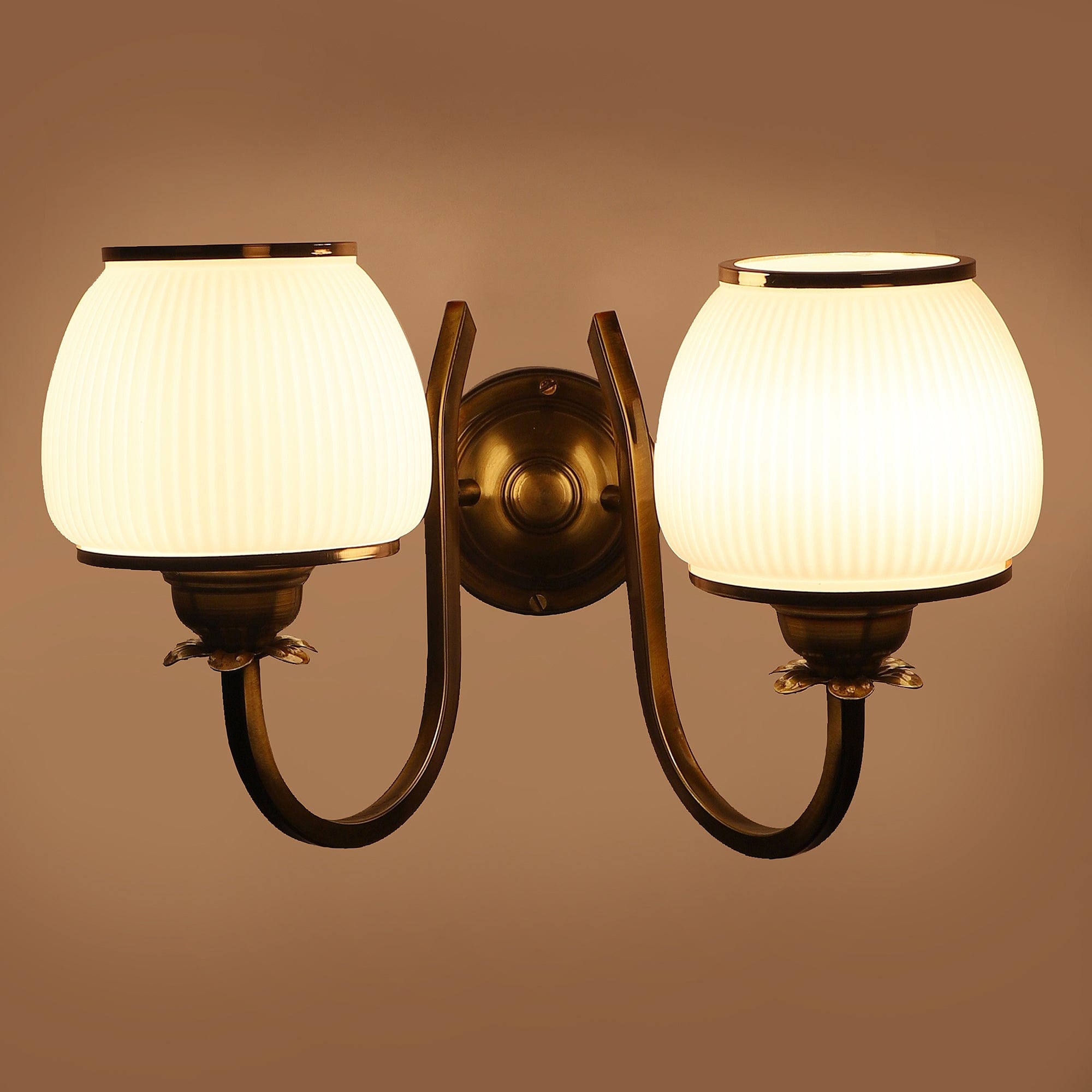 Gold And White Iron 2 Wall Lights