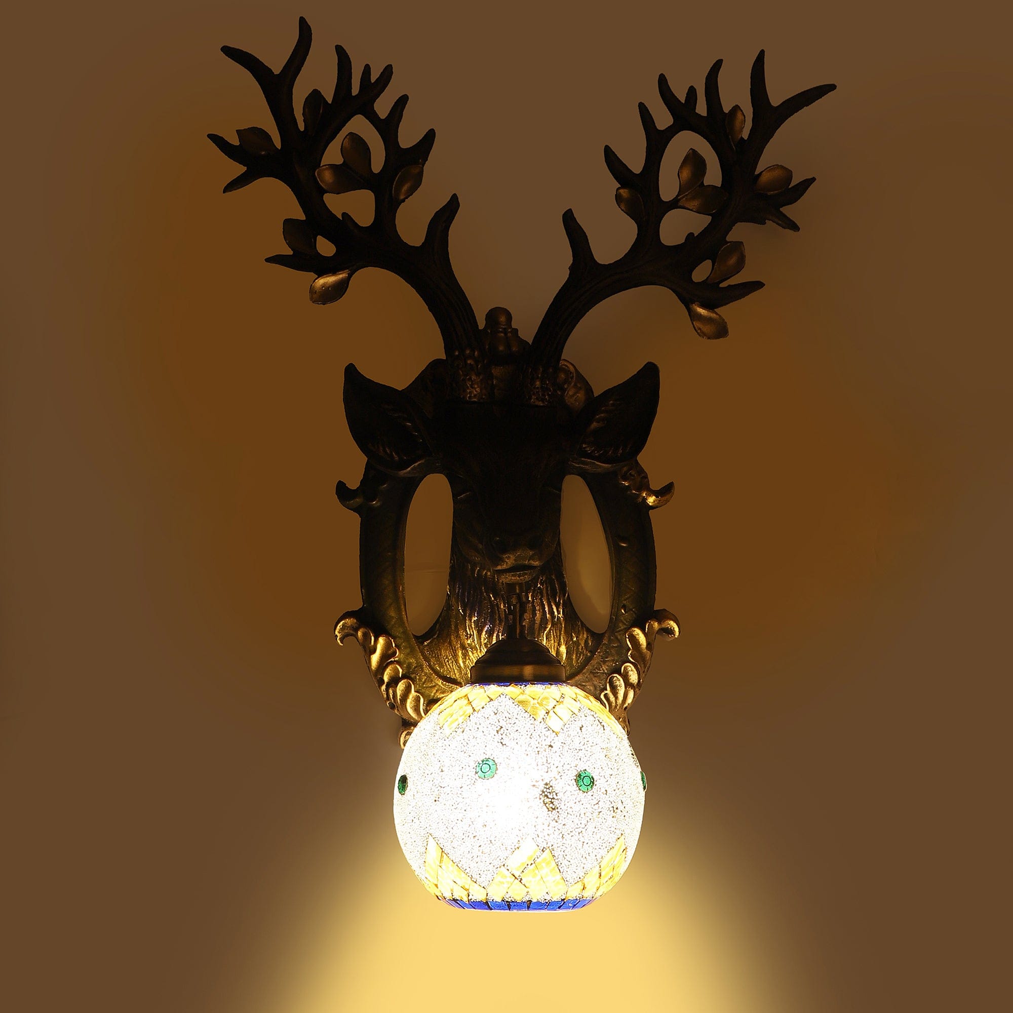 Black and Gold Wood Multicolor beautiful Reindeer design Wall Lights