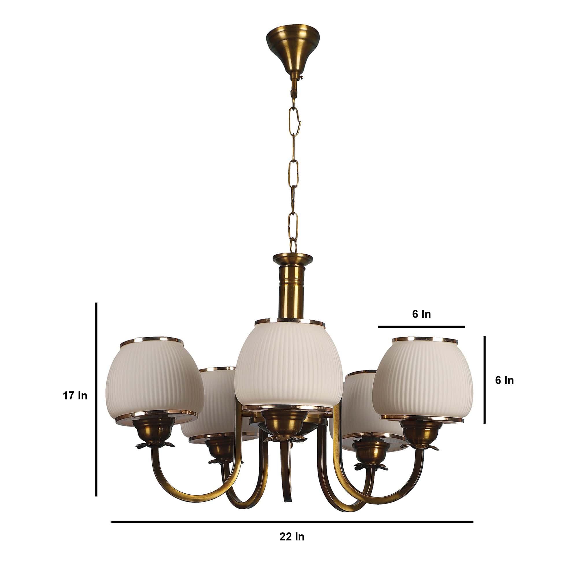 Iron Glass Chandeliers Antique Gold Finish