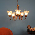 Antique Gold And White  Iron  5 Light Chandelier