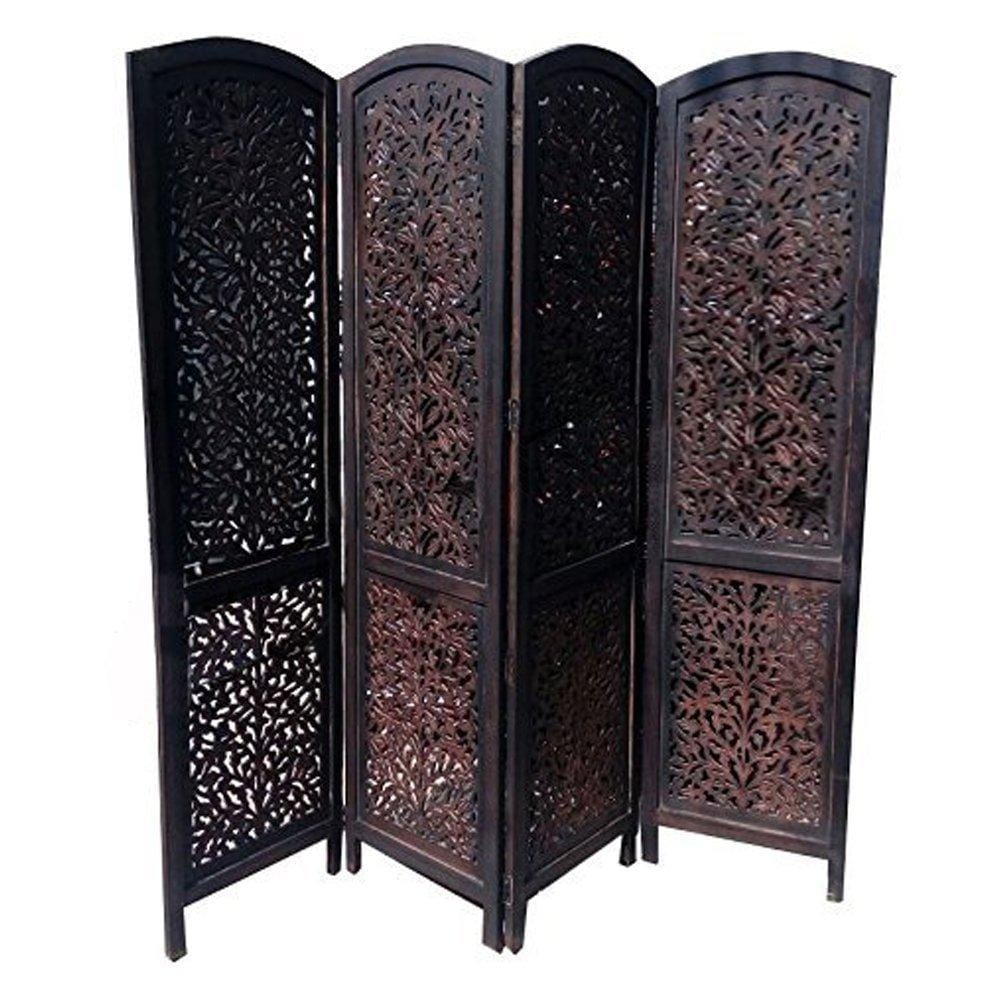 Wooden Room Divider Partitions Screen Separators In Mdf And Mango Wood Kashmiri (4 Panels) Wooden Separator Partition