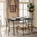 5-Pieces Modern Metal Frame Dining Kitchen Table Chairs Set for 4 Person Kitchen Furniture