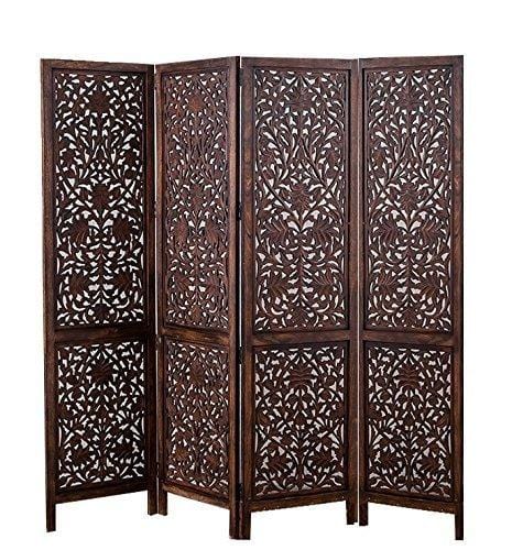 4 Panel Partitions Wood Room Divider Partitions for Living Room 4 Panels - Style Room Separators Screen Panel for Kitchen Wooden Partition Room Divider