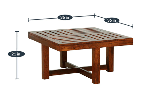 Solid Wooden Coffee Table With 4 Stools – Natural Finish