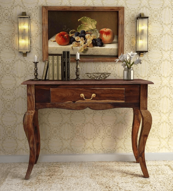 Rectangle Design Sheesham Wood console table With Drawer - Ouch Cart 