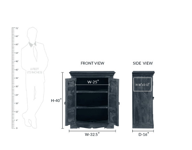sheesham wood double door Almirah Shape cabinet holder - Ouch Cart 