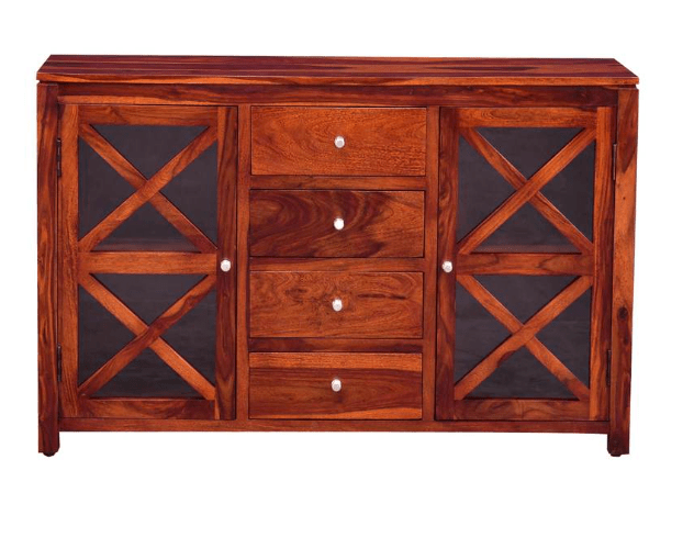 Beautiful Cross Design Sheesham Wood console table With Drawer