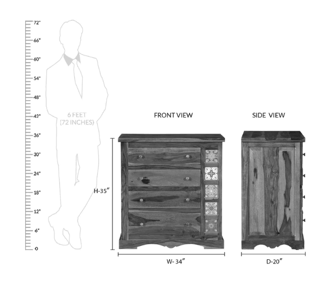 Sheesham Wood console table With chest of drawers - Ouch Cart 