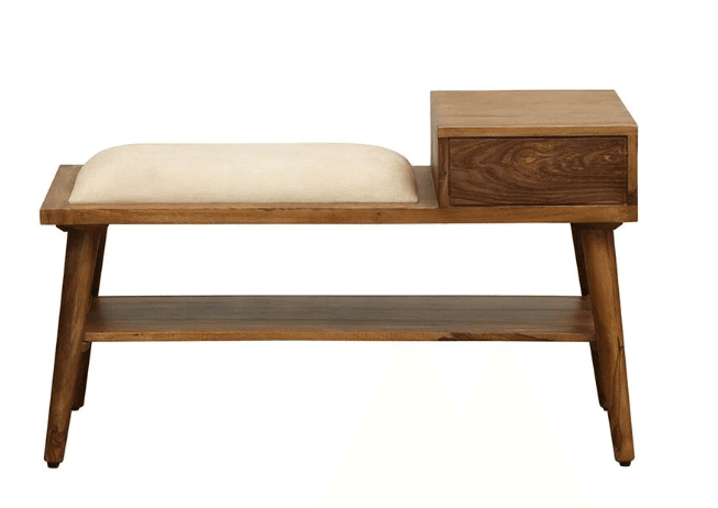 Solid Sheesham Wood Shoe Rack With Drawer - Ouch Cart 