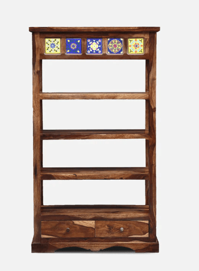 Sheesham Wood Bookshelf (Walnut Finish) - Ouch Cart 