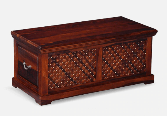 Wooden Trunk Living Room Storage Box Pure sheesham Wood - Ouch Cart 