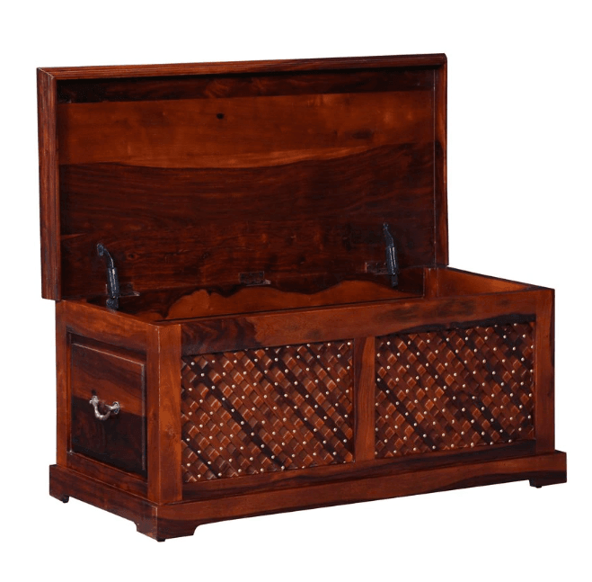 Wooden Trunk Living Room Storage Box Pure sheesham Wood - Ouch Cart 