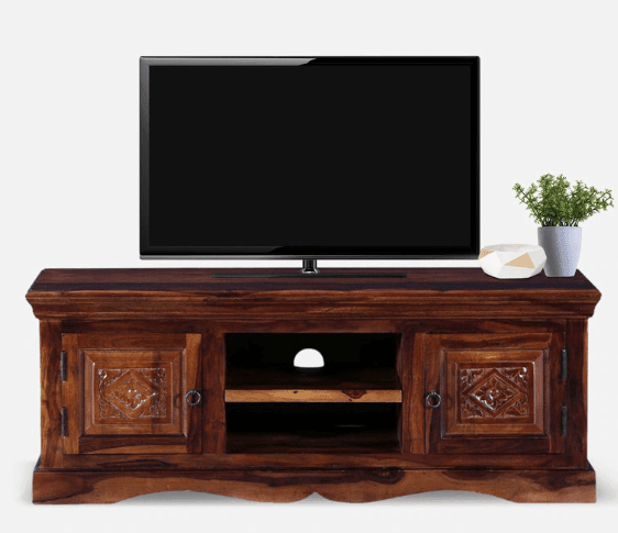 Solid Sheesham wood standard TV cabinet furniture stand - Ouch Cart 